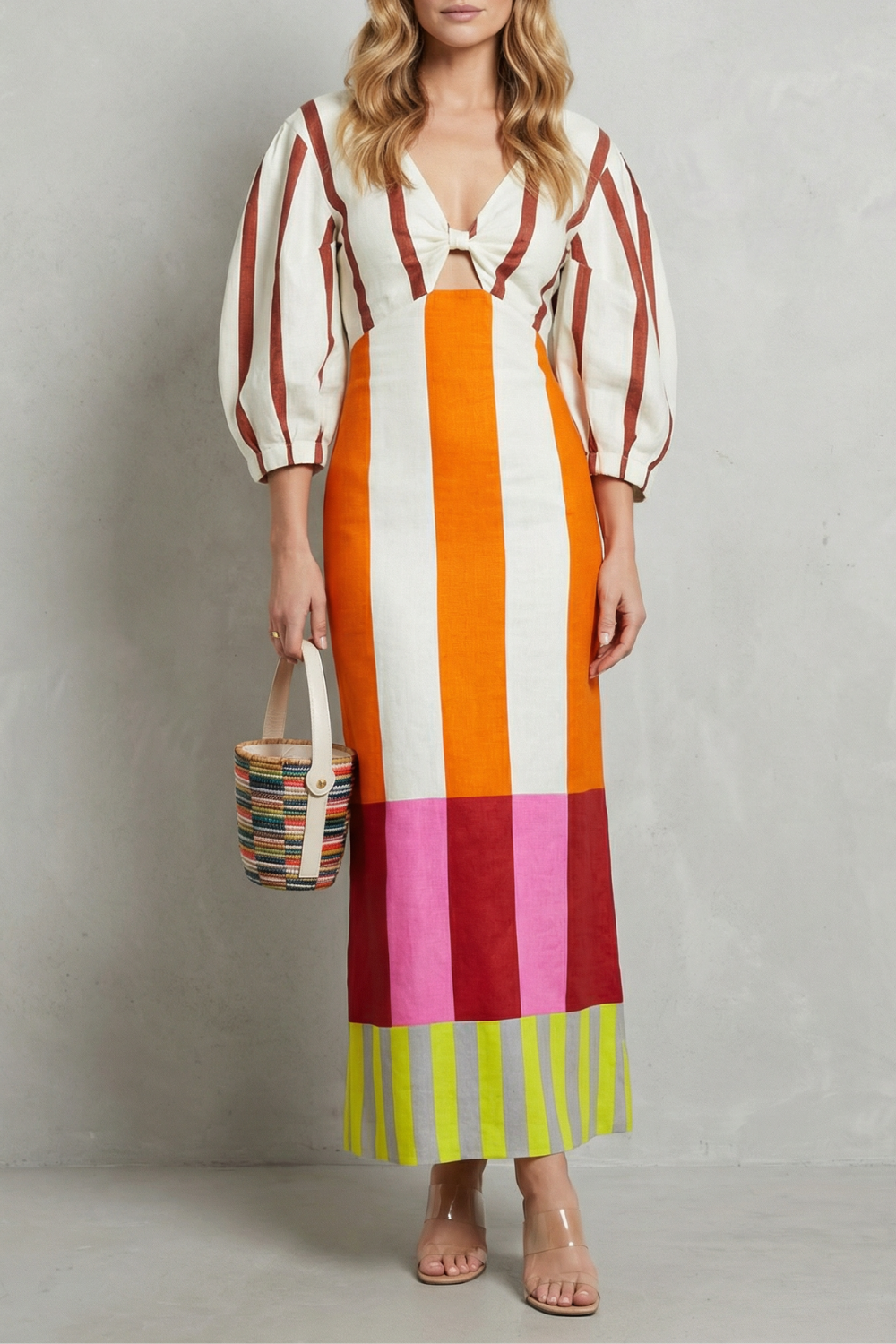 Kayara – Vestido maxi de bloco de cores