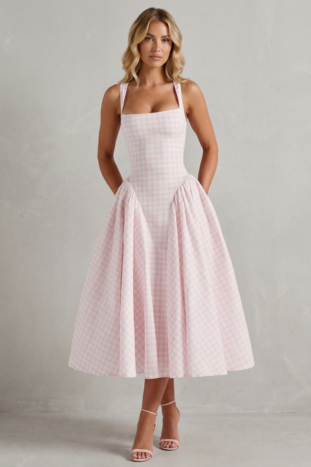 Kaydelle – Charme de verão xadrez vichy – Vestido midi