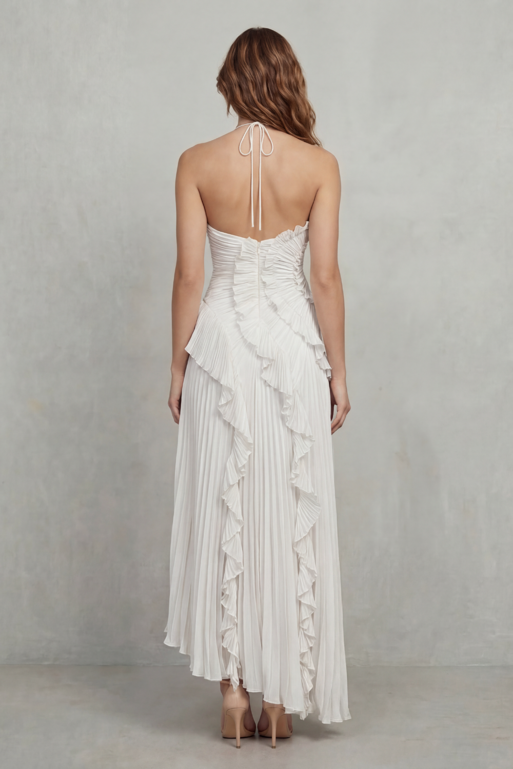 Lavirea – Pregas esculturais – Vestido midi ombro único