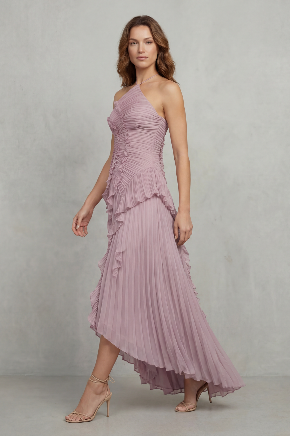 Lavirea – Pregas esculturais – Vestido midi ombro único