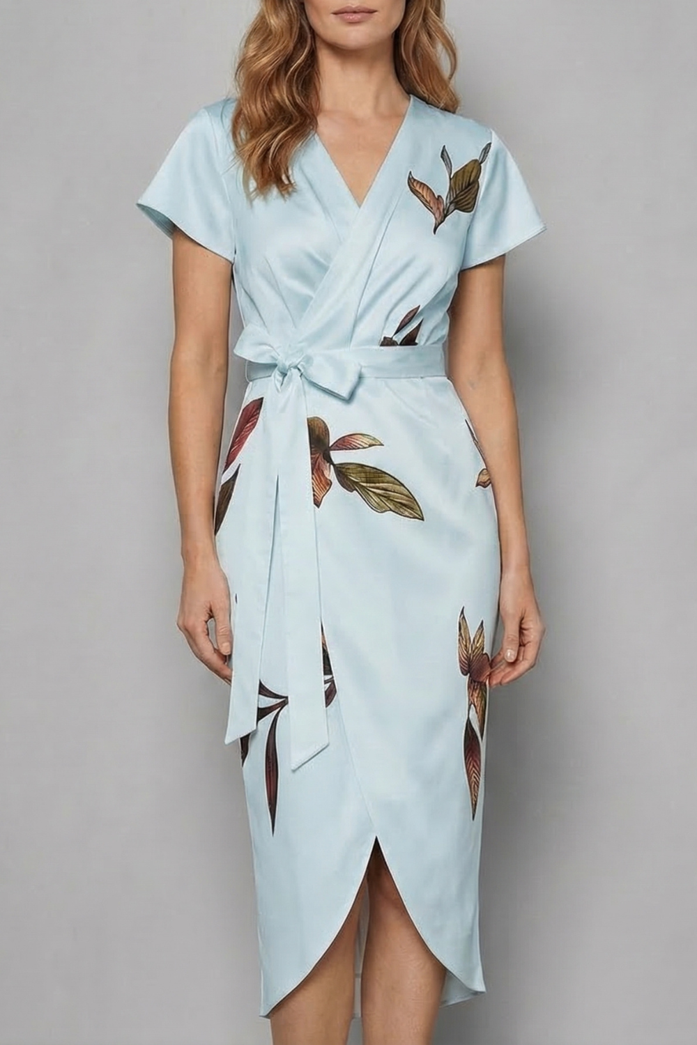 Lioravelle – Silhueta transpassada sem esforço – Vestido midi