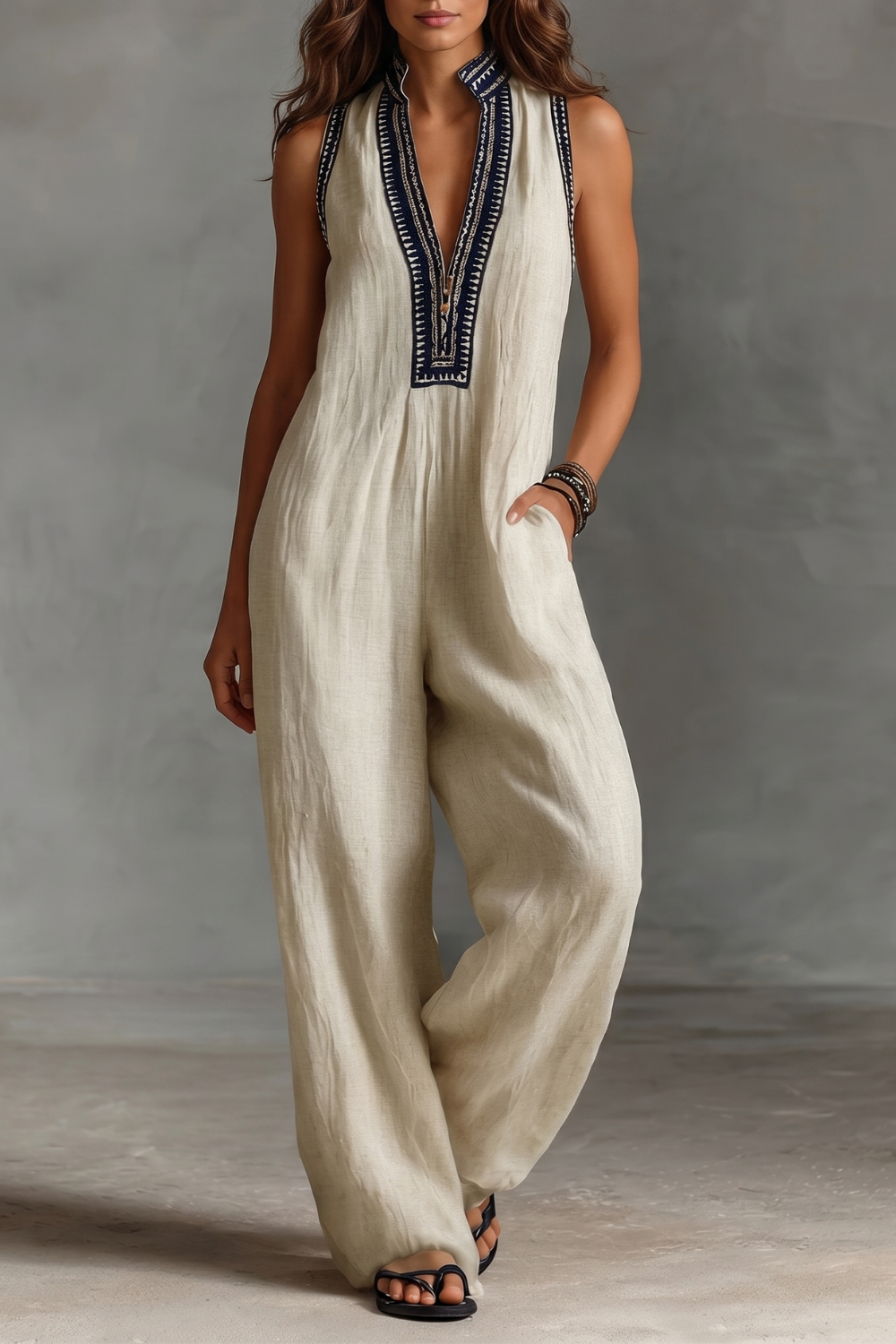 Lorienna – Elegância boho bordada – Macacão