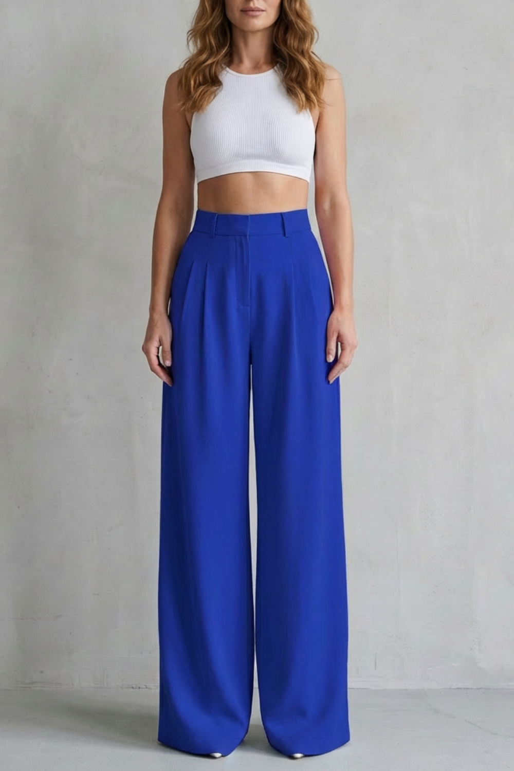 Lunévia – Drape fluido – Calça pantalona alfaiataria