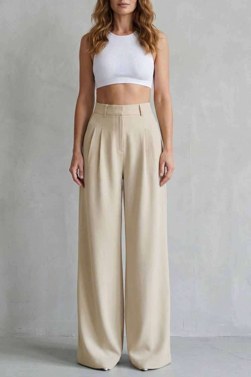 Lunévia – Drape fluido – Calça pantalona alfaiataria