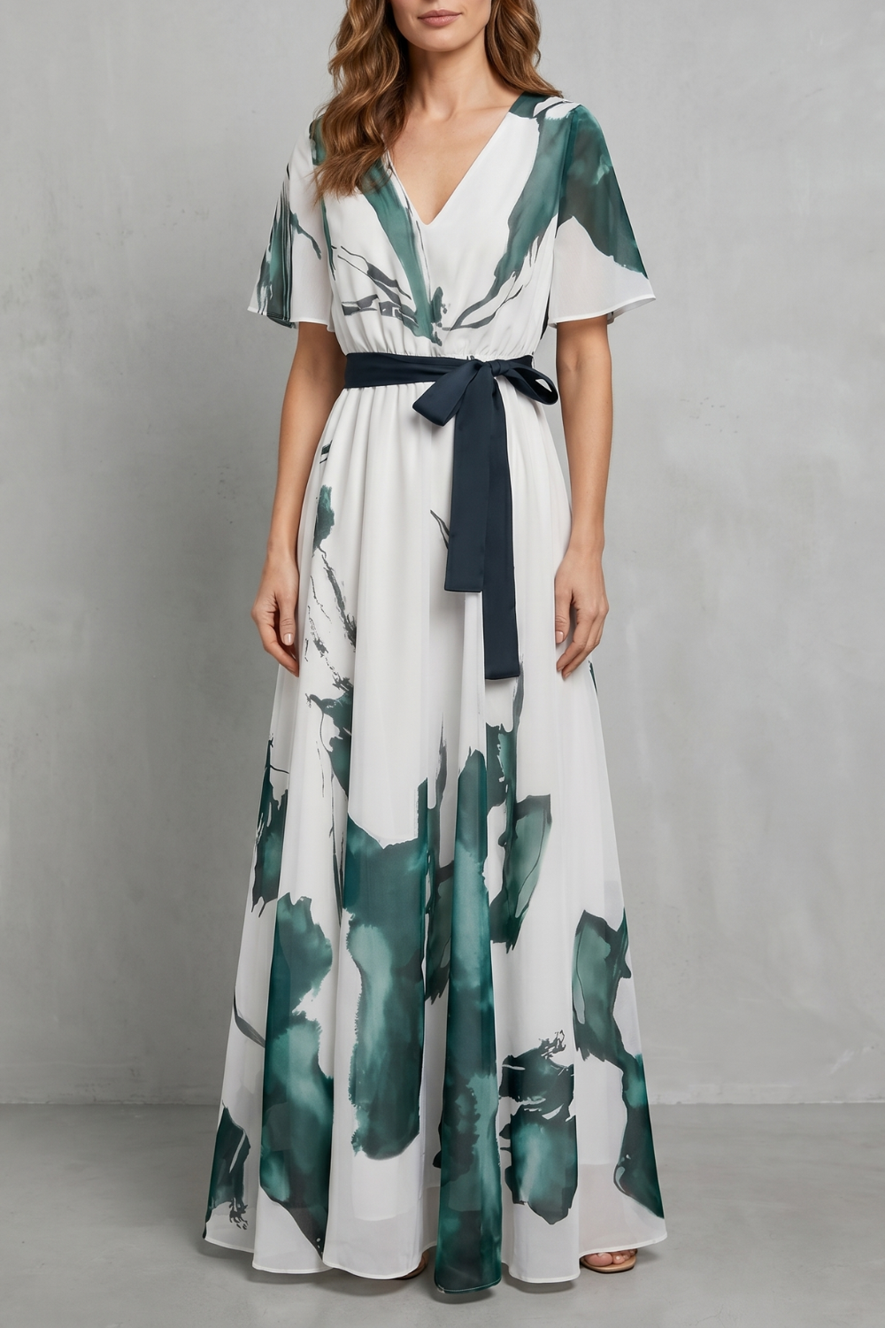 Marévelle – Impressão em aquarela graça – Vestido Maxi