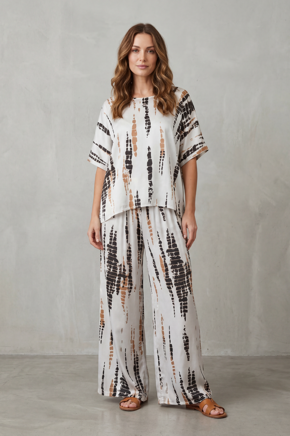 Marie – Estampa Abstrata – Conjunto Pantalona de Loungewear