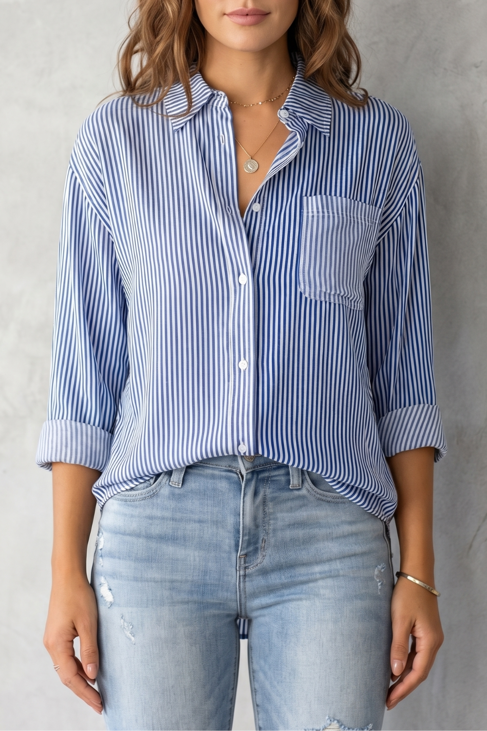 Marinelle – Padrão listrado clássico – Camisa com botão
