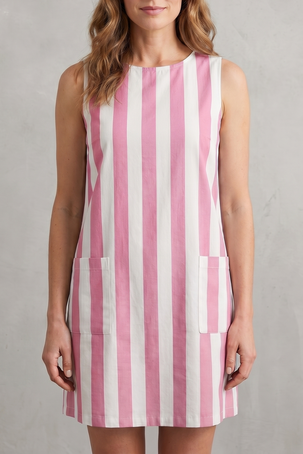 Marivelle – Charme listrado monocromático – Vestido curto