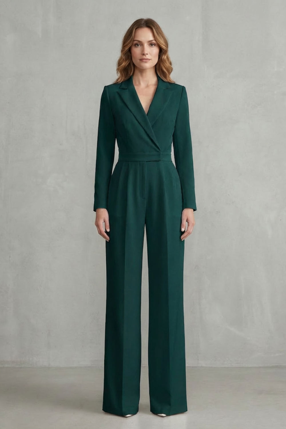Meilun – Macacão Pantalona com Lapela Transpassada e Cintura Média – Macacão Elegante para o Dia a Dia