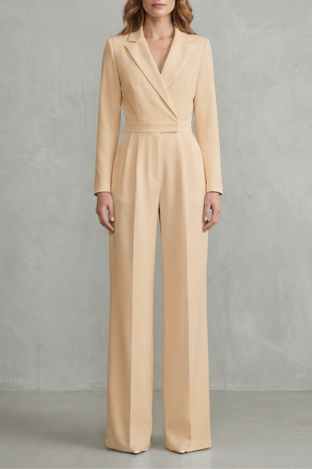 Meilun – Macacão Pantalona com Lapela Transpassada e Cintura Média – Macacão Elegante para o Dia a Dia