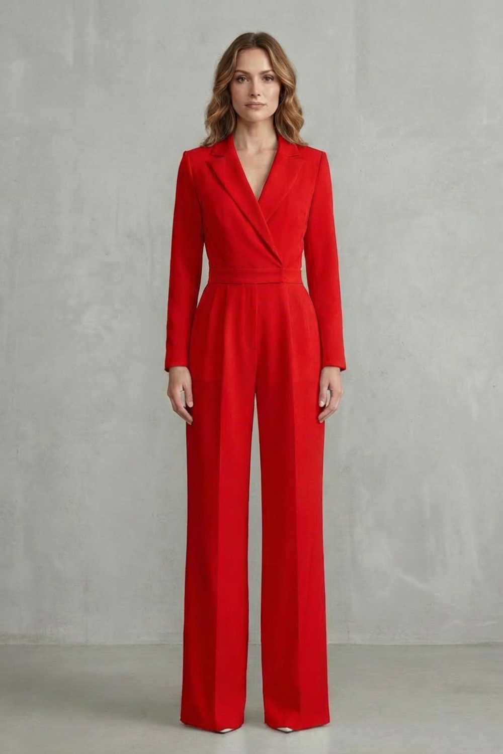 Meilun – Macacão Pantalona com Lapela Transpassada e Cintura Média – Macacão Elegante para o Dia a Dia