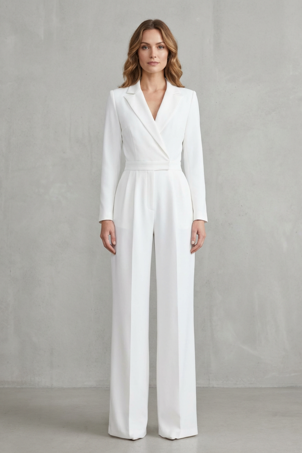 Meilun – Macacão Pantalona com Lapela Transpassada e Cintura Média – Macacão Elegante para o Dia a Dia