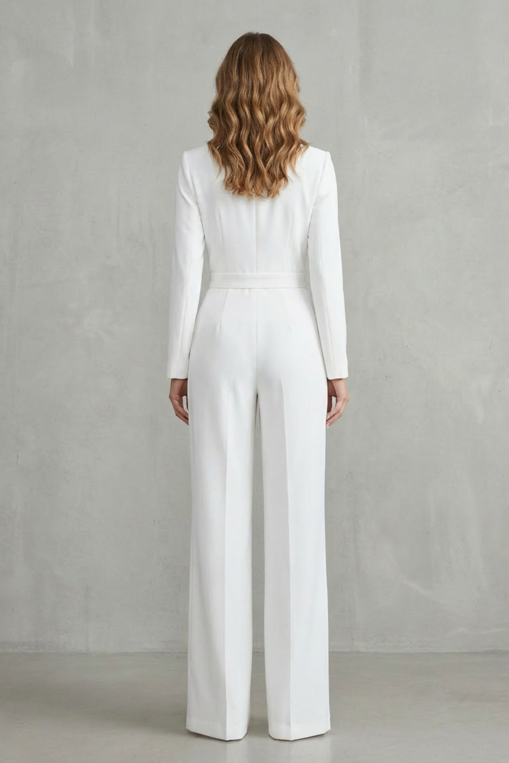 Meilun – Macacão Pantalona com Lapela Transpassada e Cintura Média – Macacão Elegante para o Dia a Dia