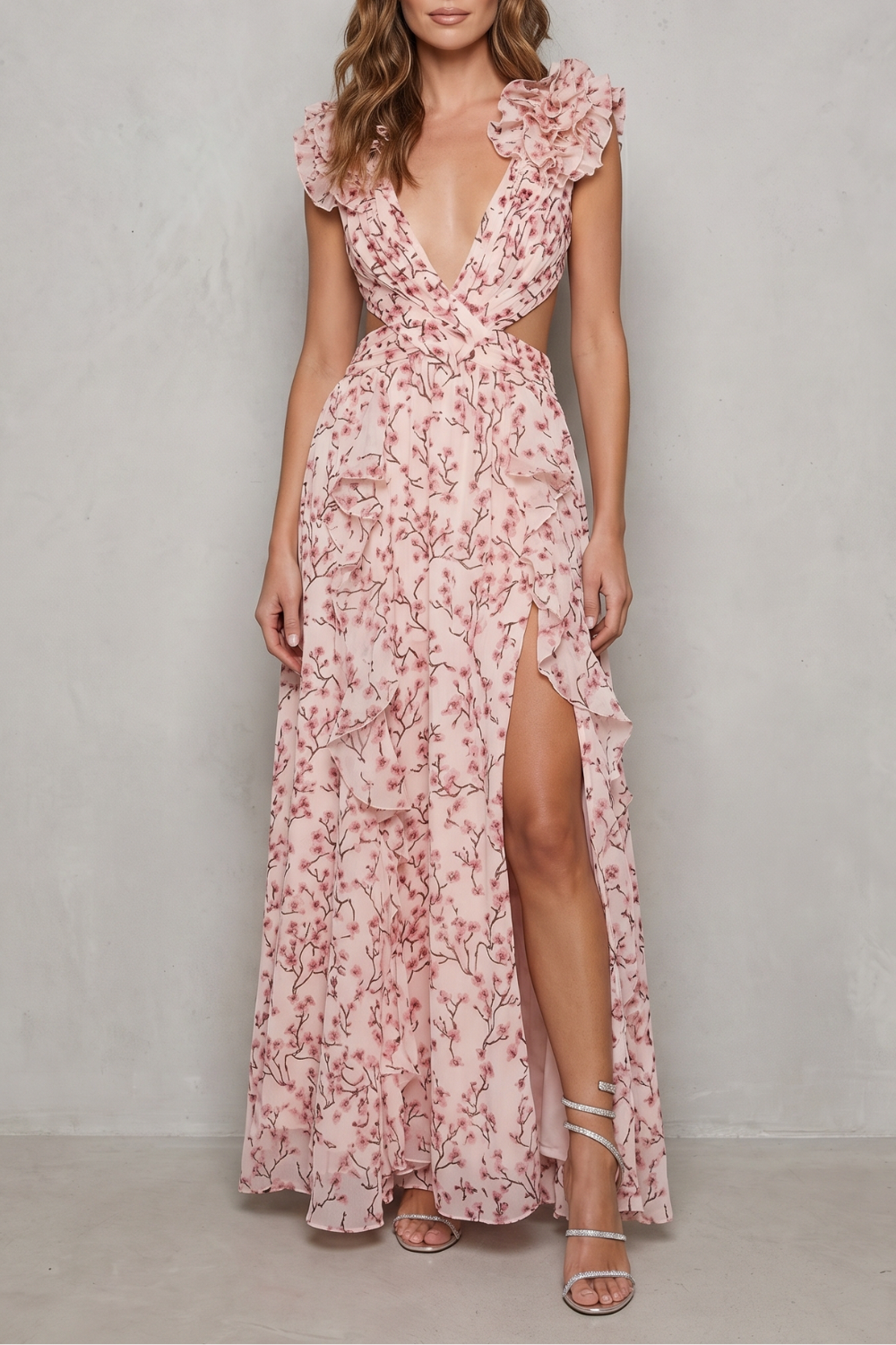 Melisandre – Romance em chiffon com babados – Vestido longo