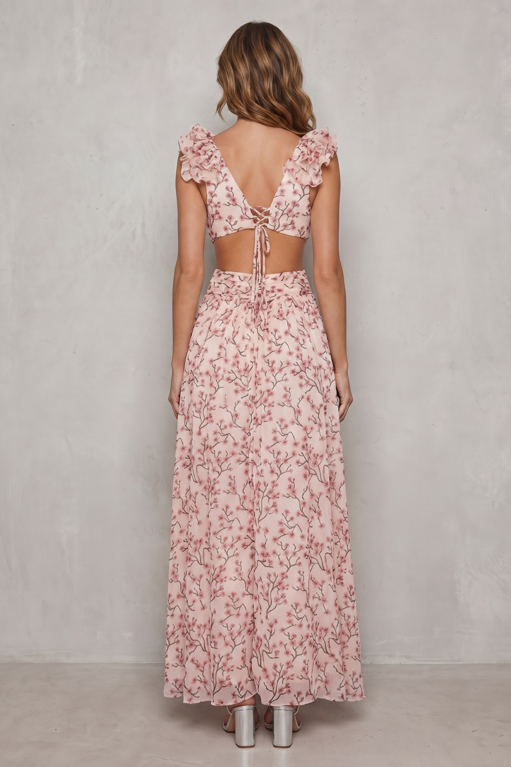 Melisandre – Romance em chiffon com babados – Vestido longo