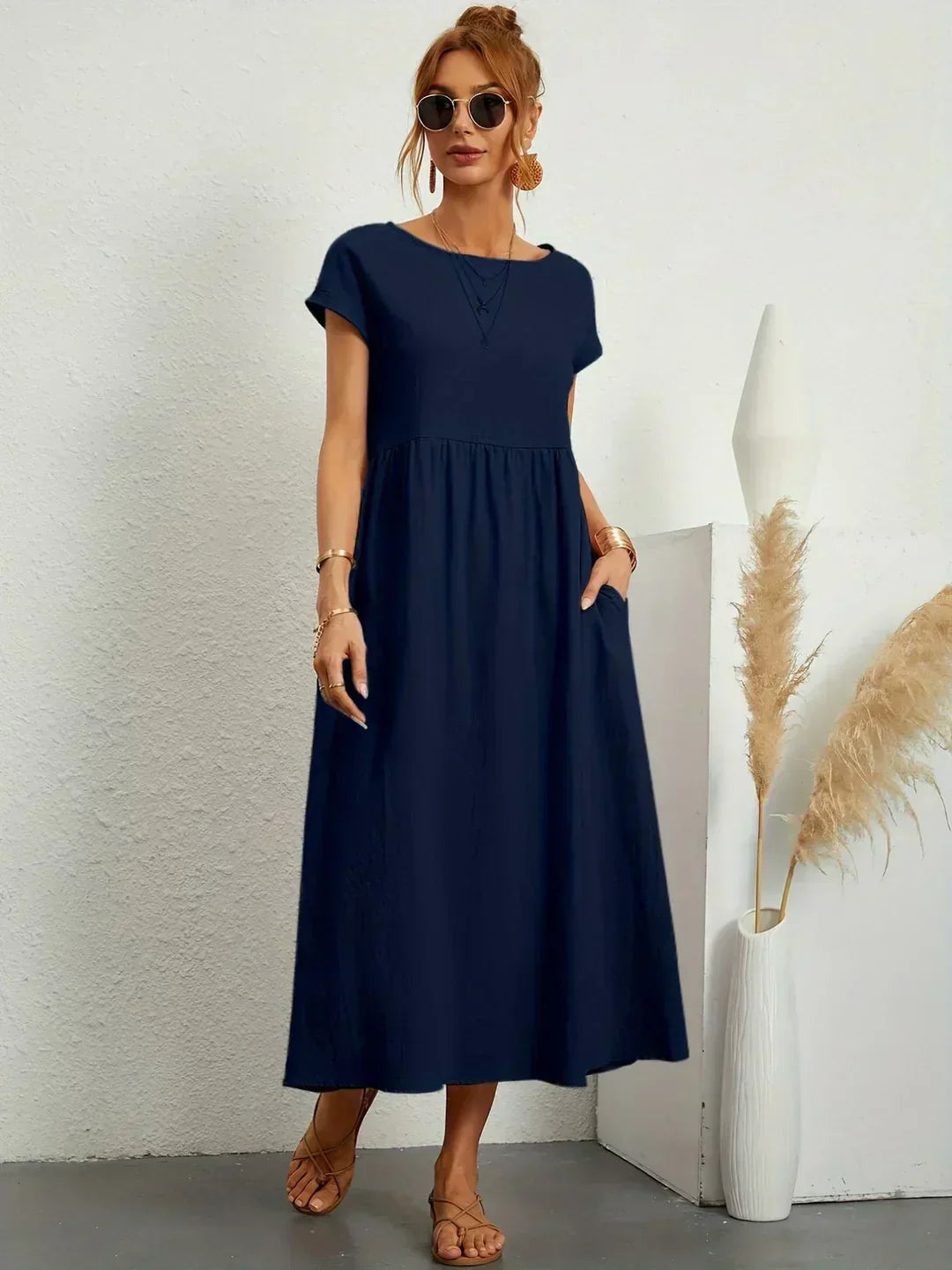 Gabrielle™ — Vestido Midi Fluido com Elegância Atemporal