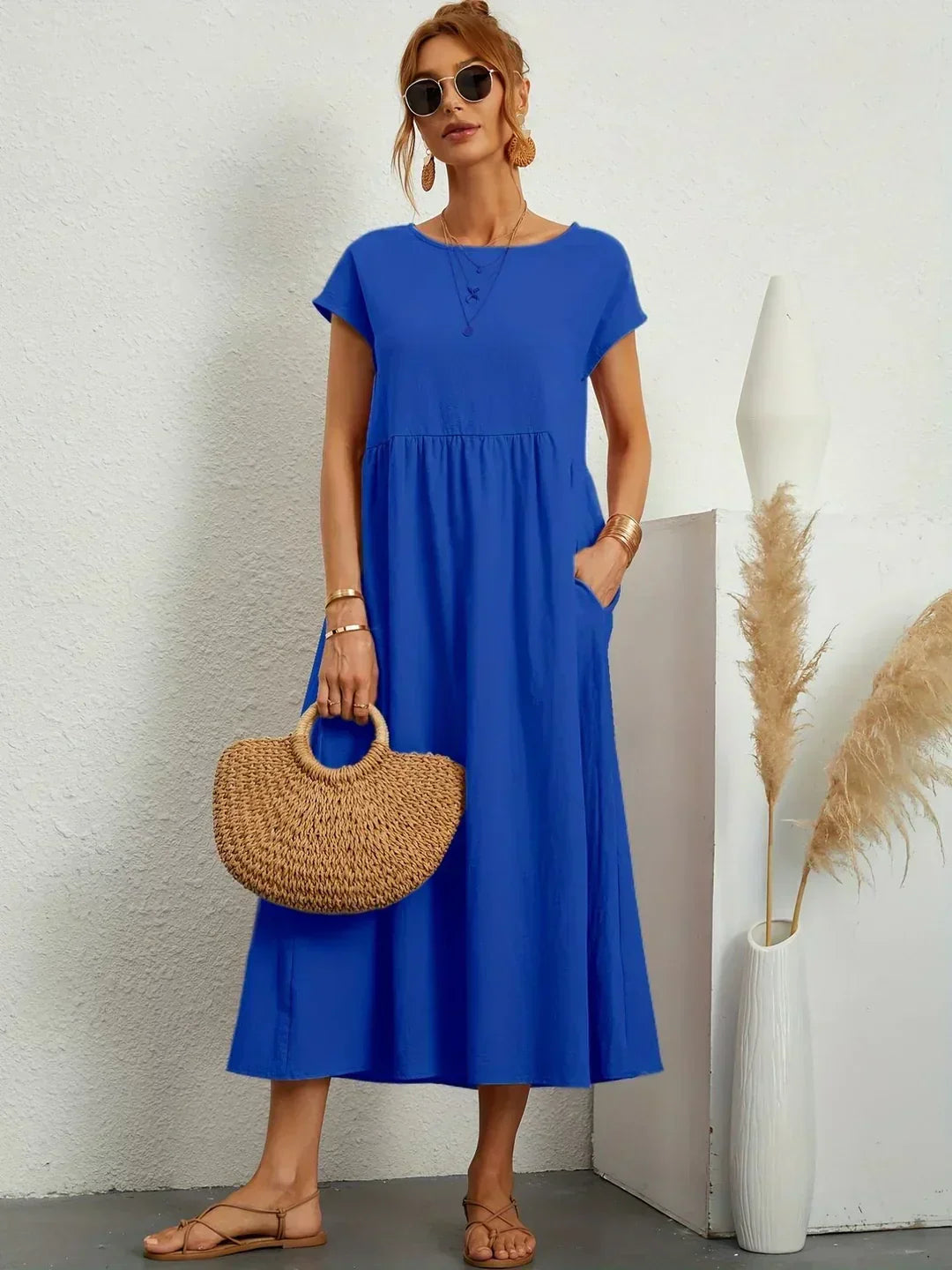 Gabrielle™ — Vestido Midi Fluido com Elegância Atemporal