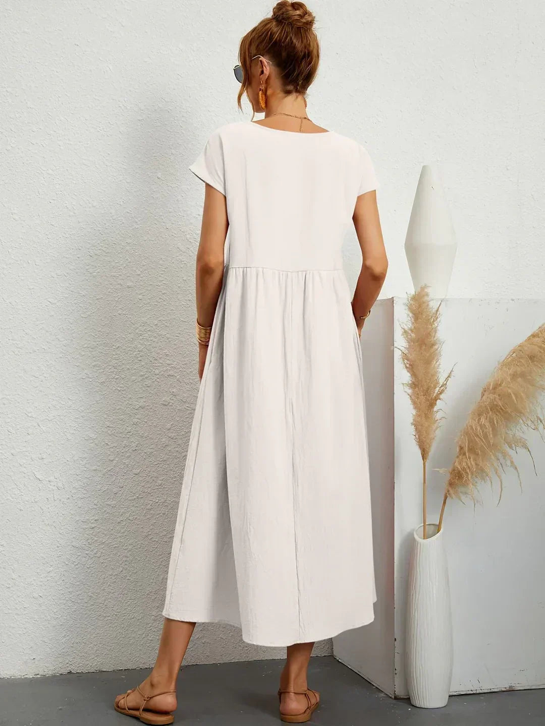 Gabrielle™ — Vestido Midi Fluido com Elegância Atemporal