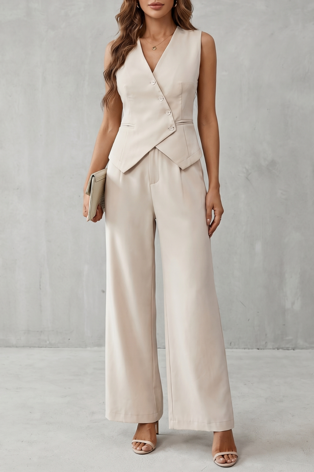 Miralune – Elegância minimalista alfaiatada – Conjunto com colete