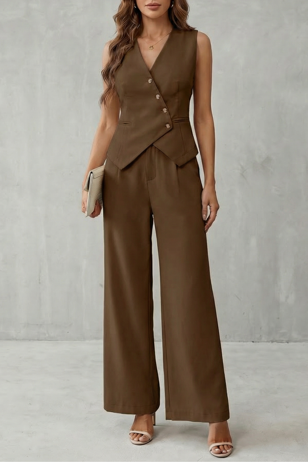 Miralune – Elegância minimalista alfaiatada – Conjunto com colete