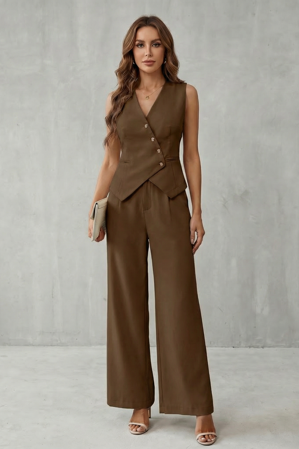 Miralune – Elegância minimalista alfaiatada – Conjunto com colete