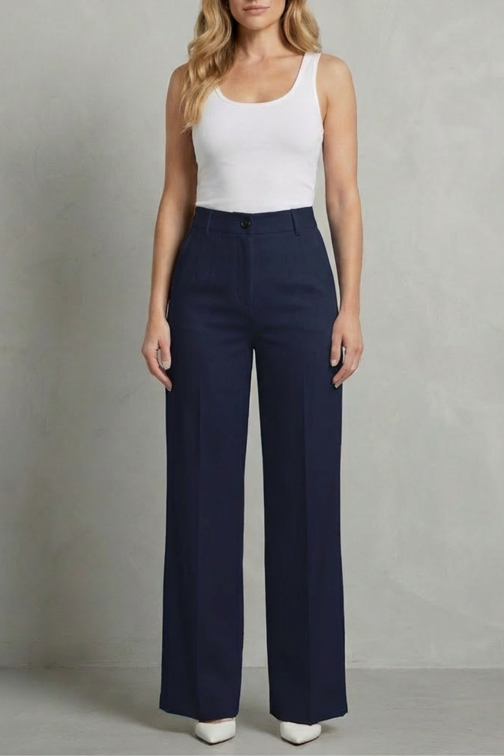 Mirelline – Alfaiataria elegante – Calça reta cintura alta