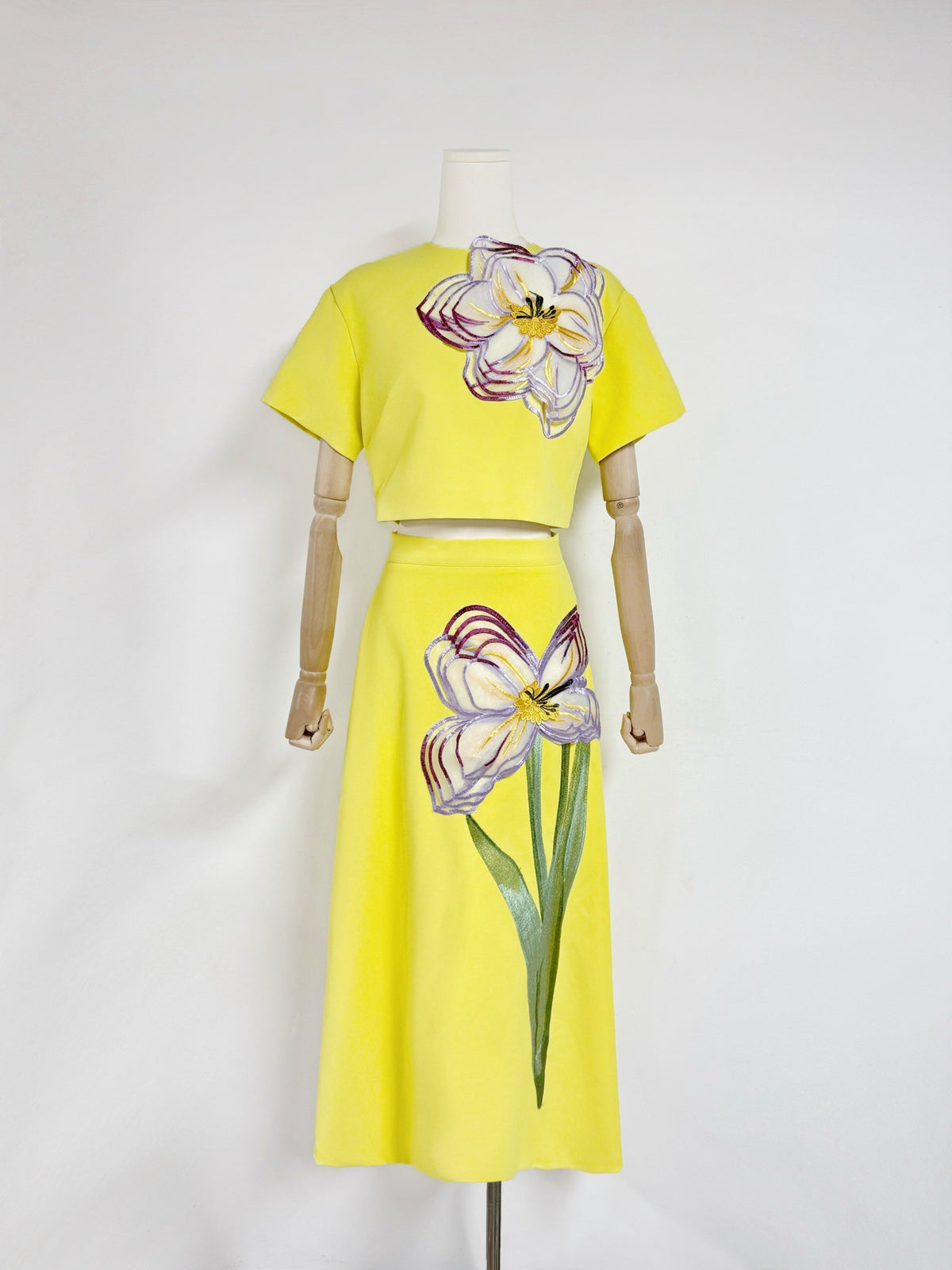 Conjunto Cropped e Saia Midi Estampa Floral - Florayne
