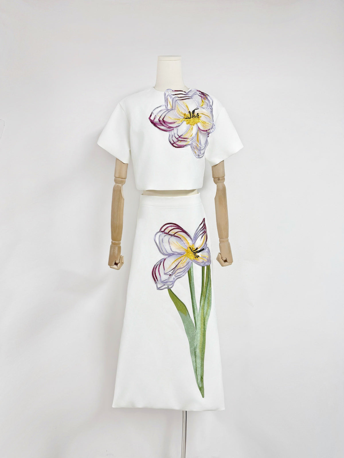 Conjunto Cropped e Saia Midi Estampa Floral - Florayne