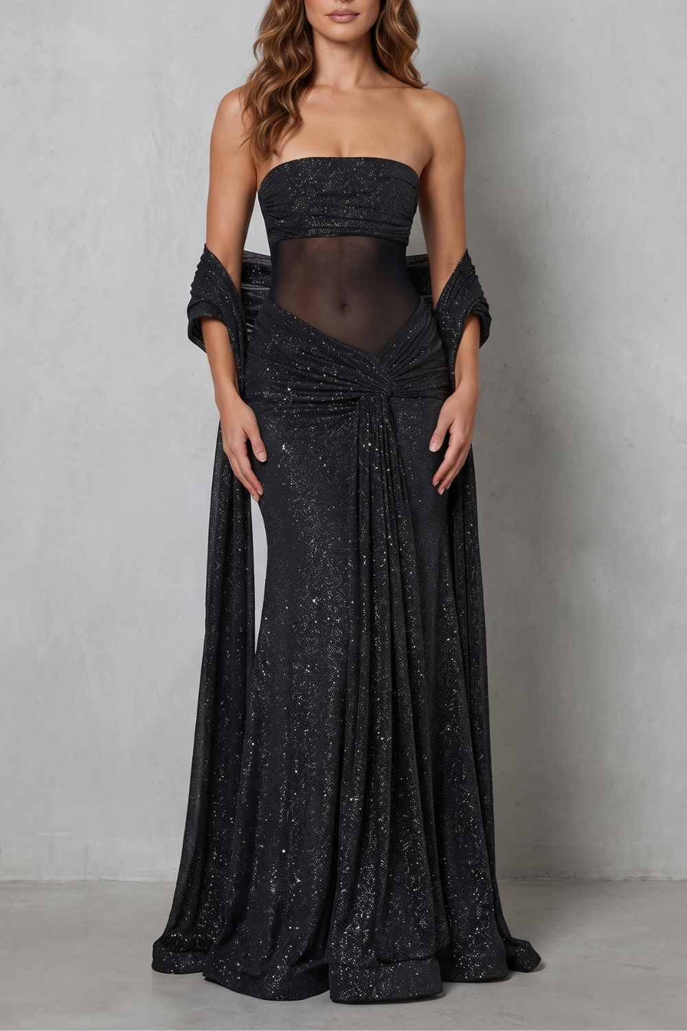 Paulisse – Atraente brilho transparente – Vestido maxi
