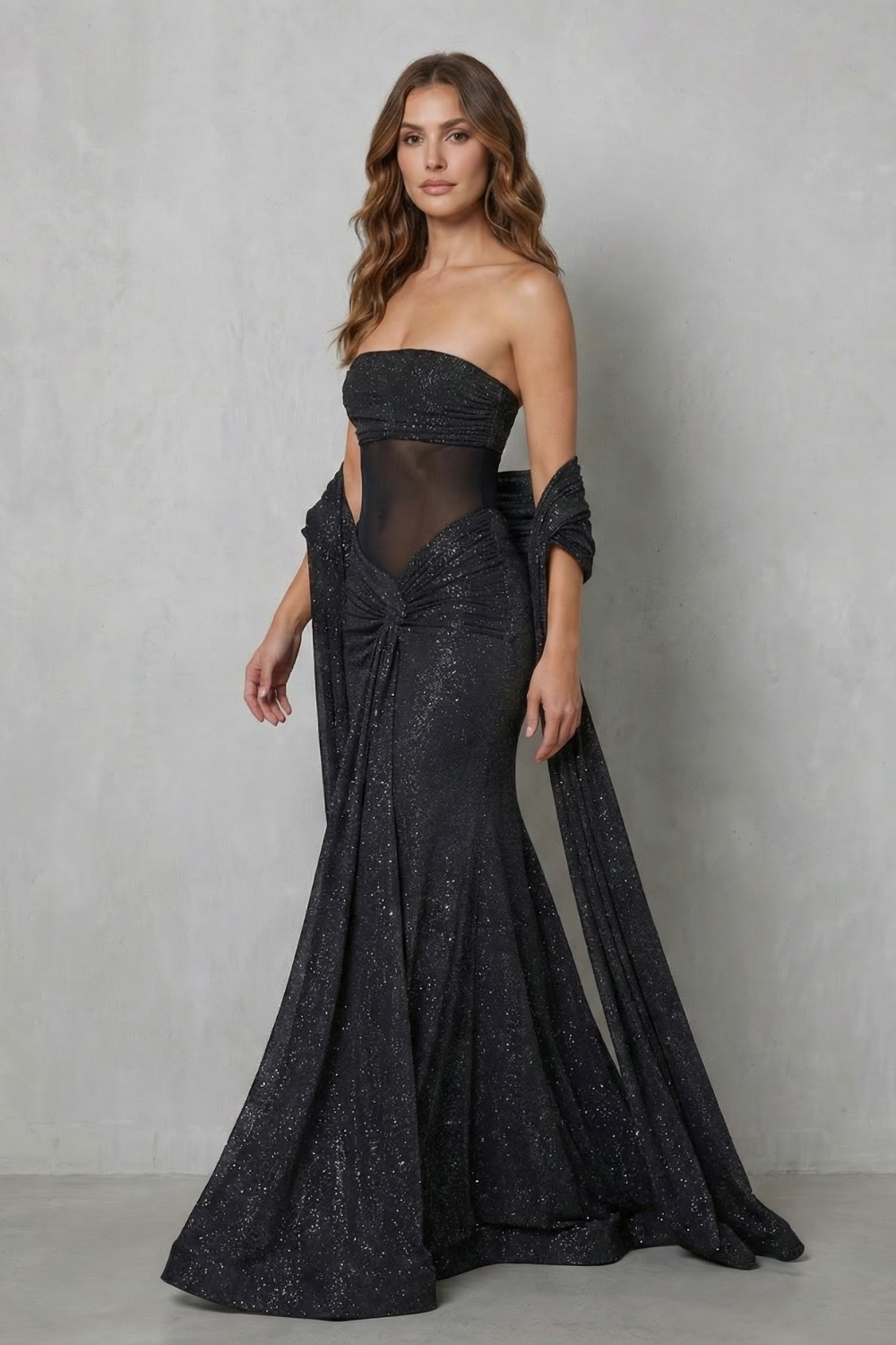 Paulisse – Atraente brilho transparente – Vestido maxi