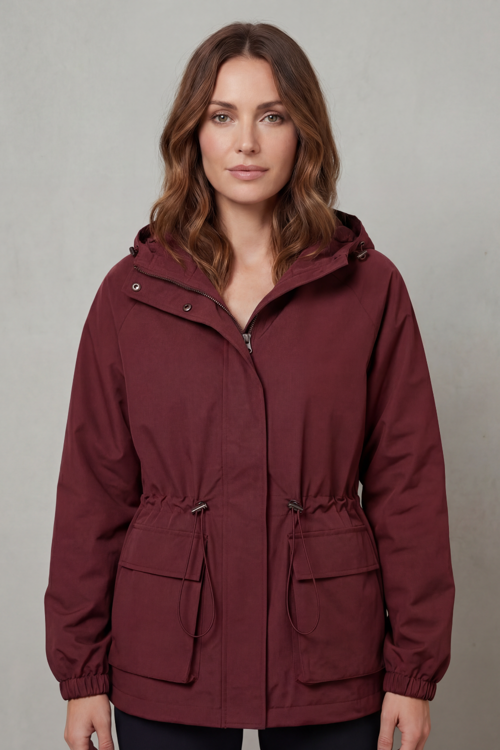 Ravelle – Estilo utilitário – Jaqueta impermeável com cordão ajustável