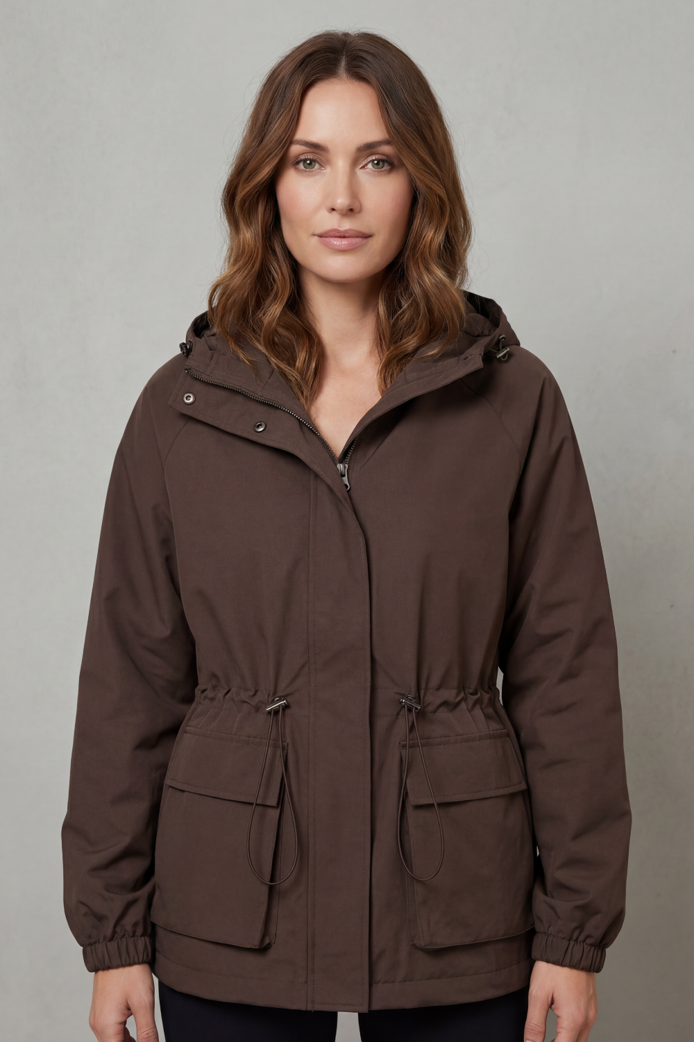 Ravelle – Estilo utilitário – Jaqueta impermeável com cordão ajustável