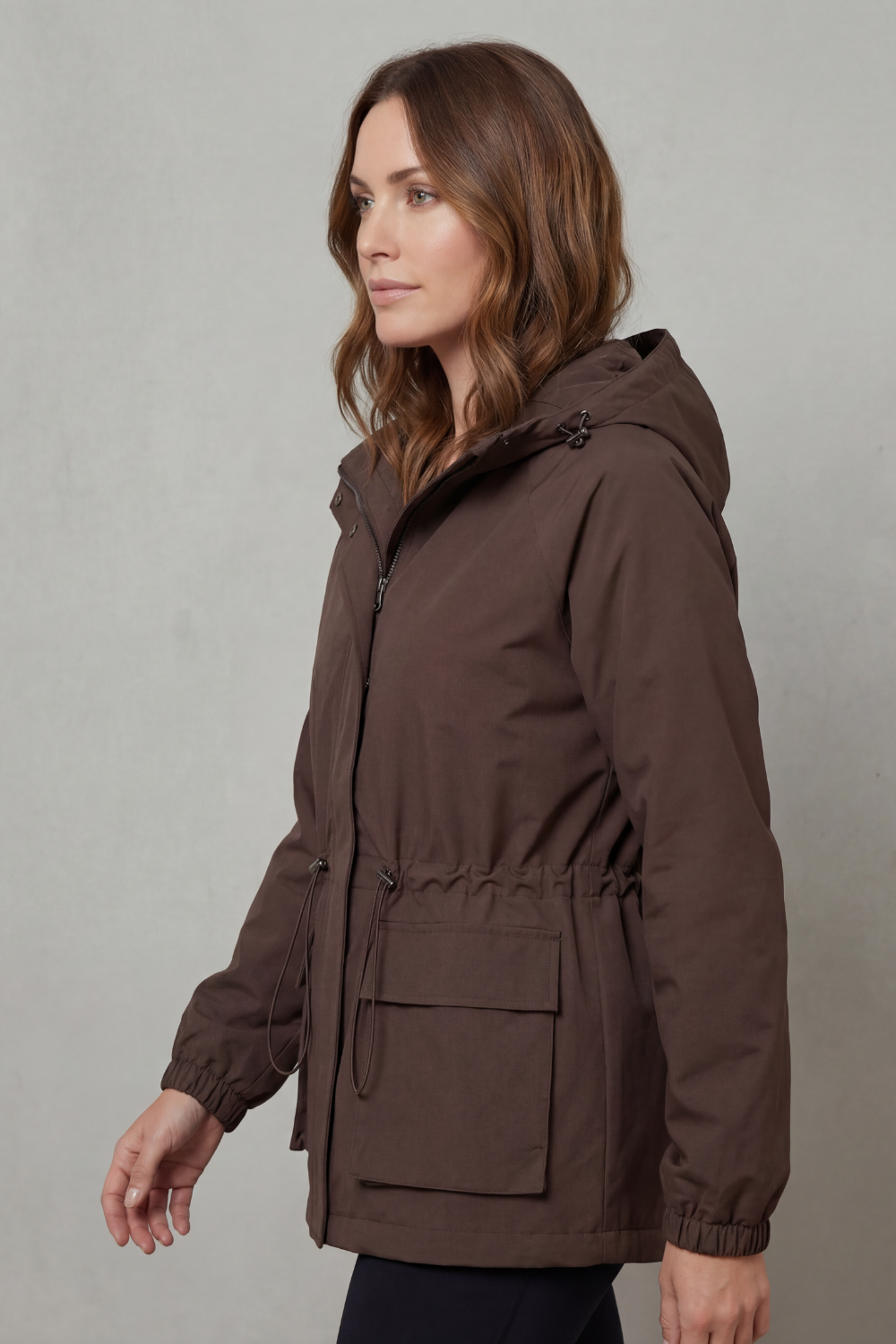 Ravelle – Estilo utilitário – Jaqueta impermeável com cordão ajustável
