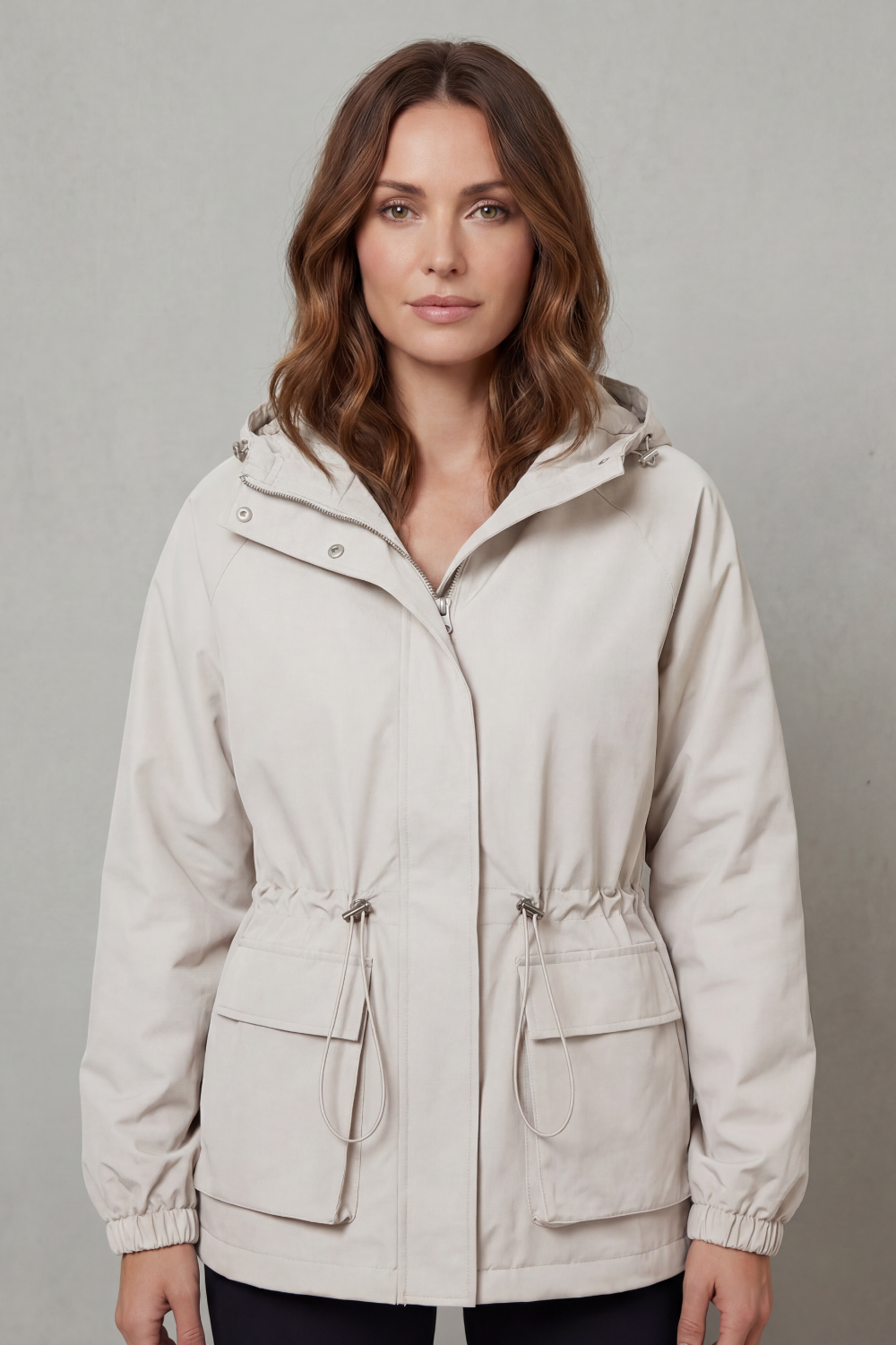 Ravelle – Estilo utilitário – Jaqueta impermeável com cordão ajustável