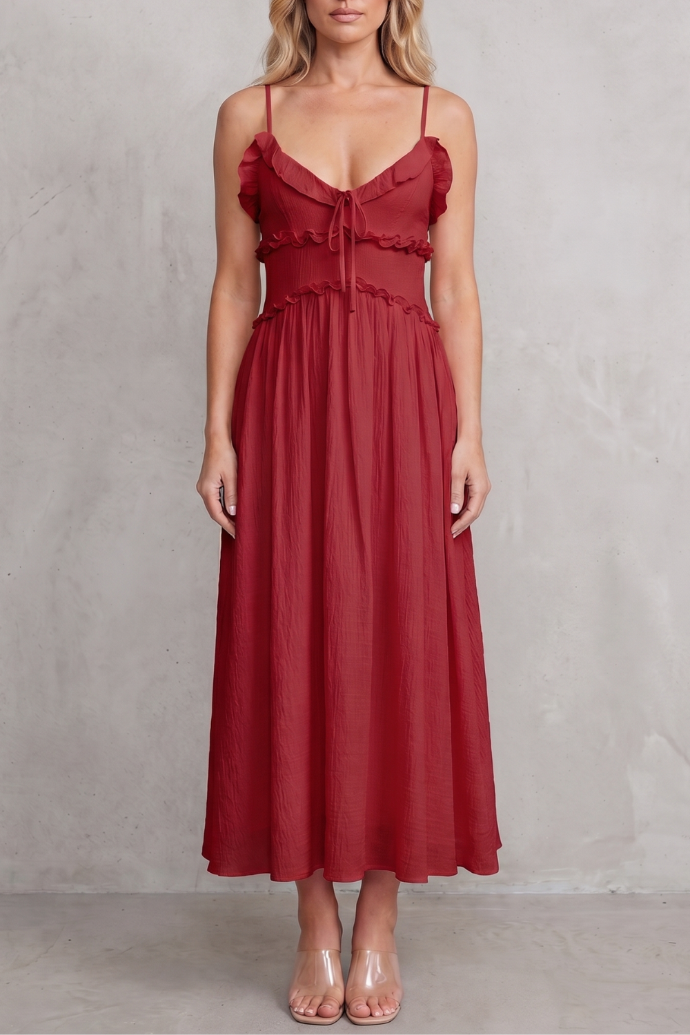 Rosabelle – Romance com babados coração – Vestido midi