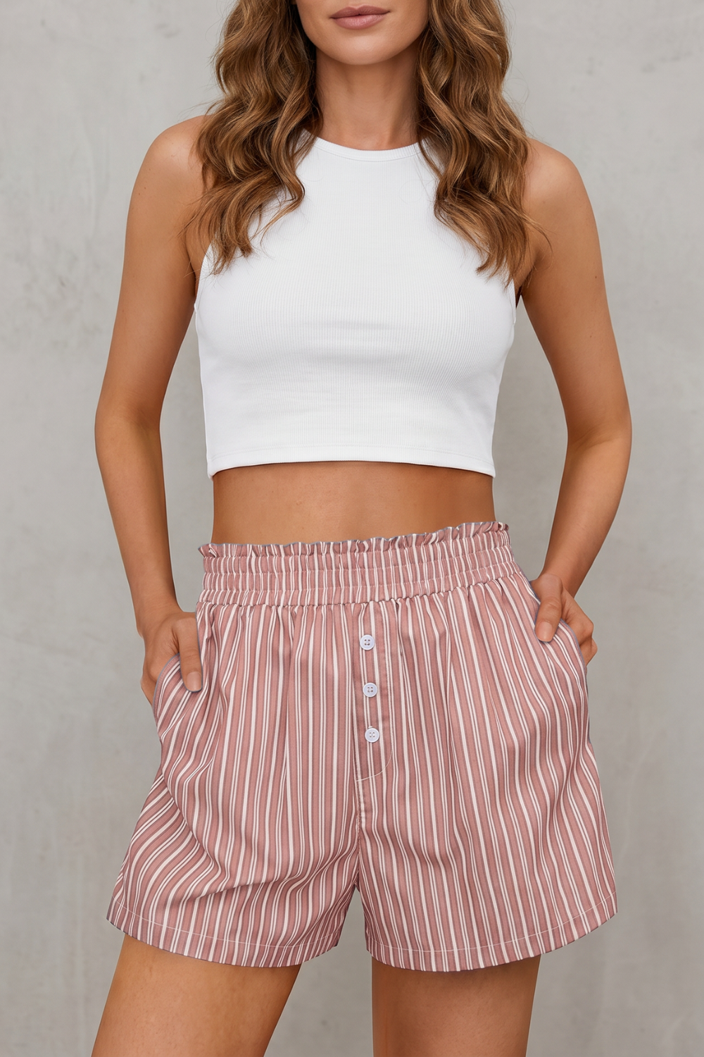 Roselisse – Charme relaxado listrado – Shorts casuais