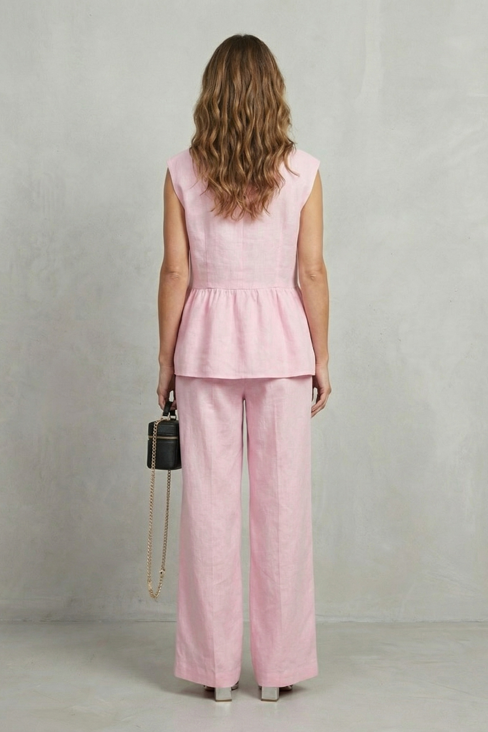 Rosélune – Elegância em babados suaves – Conjunto de top e calça