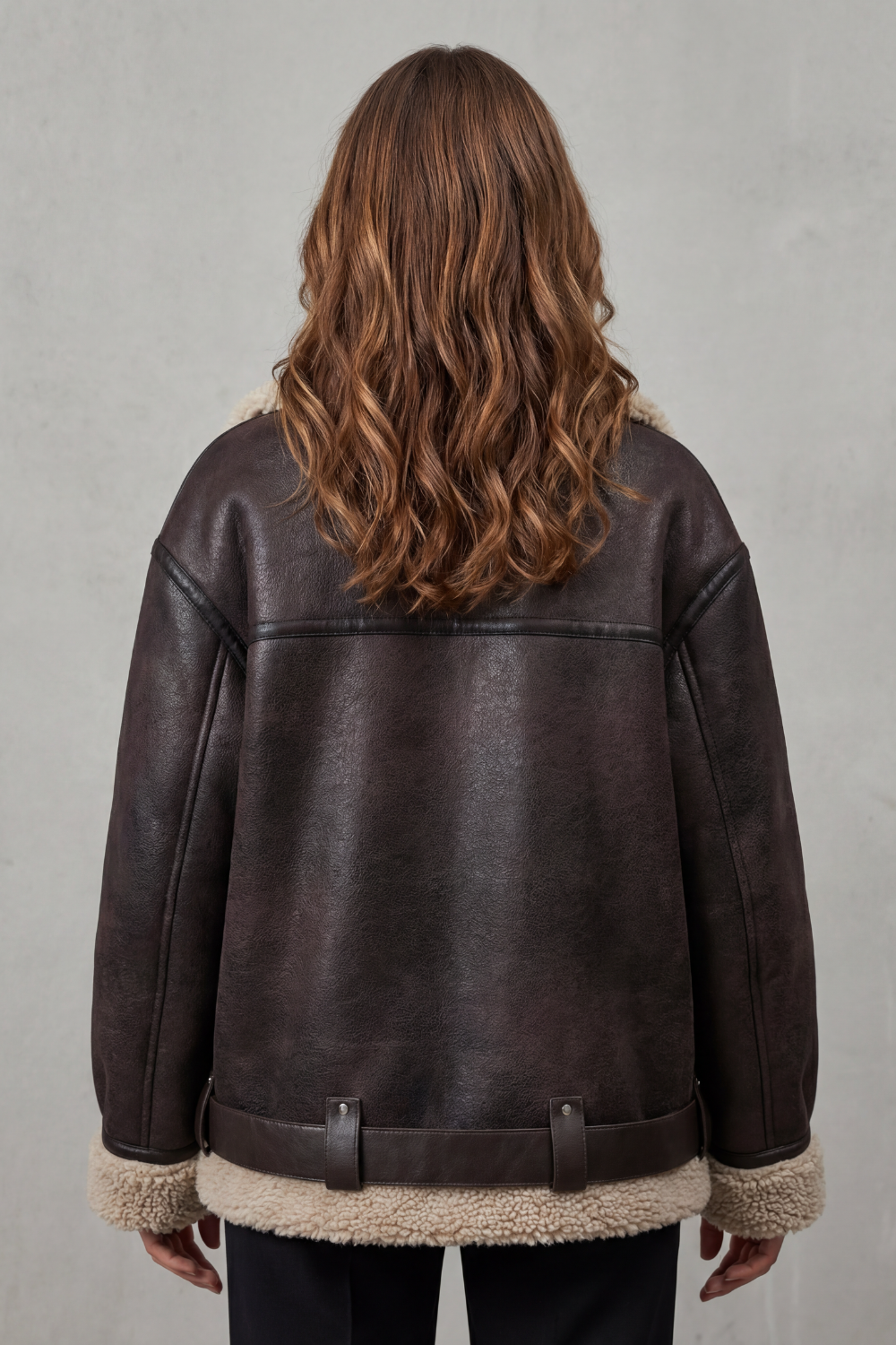 Rouxvelle – Cinto e acabamento em shearling – Casaco aviador