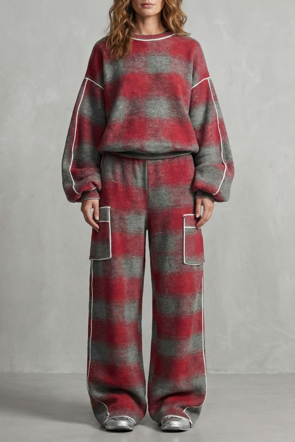 Rovienne – Conjunto duas peças estilo urbano xadrez desgastado