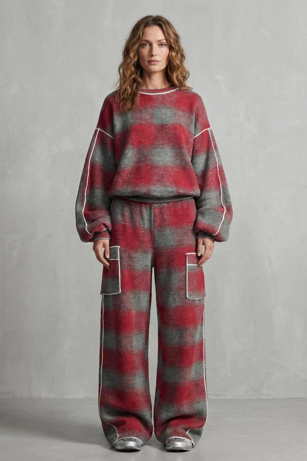 Rovienne – Conjunto duas peças estilo urbano xadrez desgastado