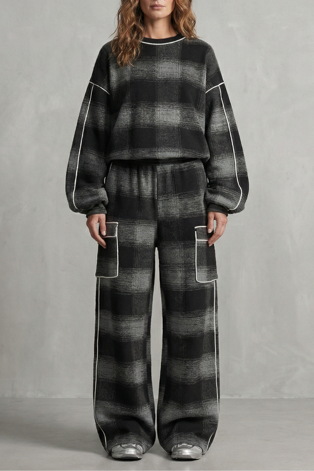 Rovienne – Conjunto duas peças estilo urbano xadrez desgastado