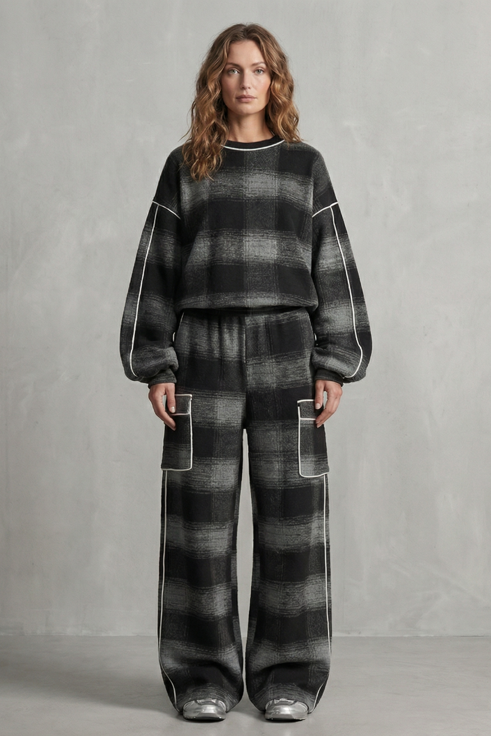 Rovienne – Conjunto duas peças estilo urbano xadrez desgastado