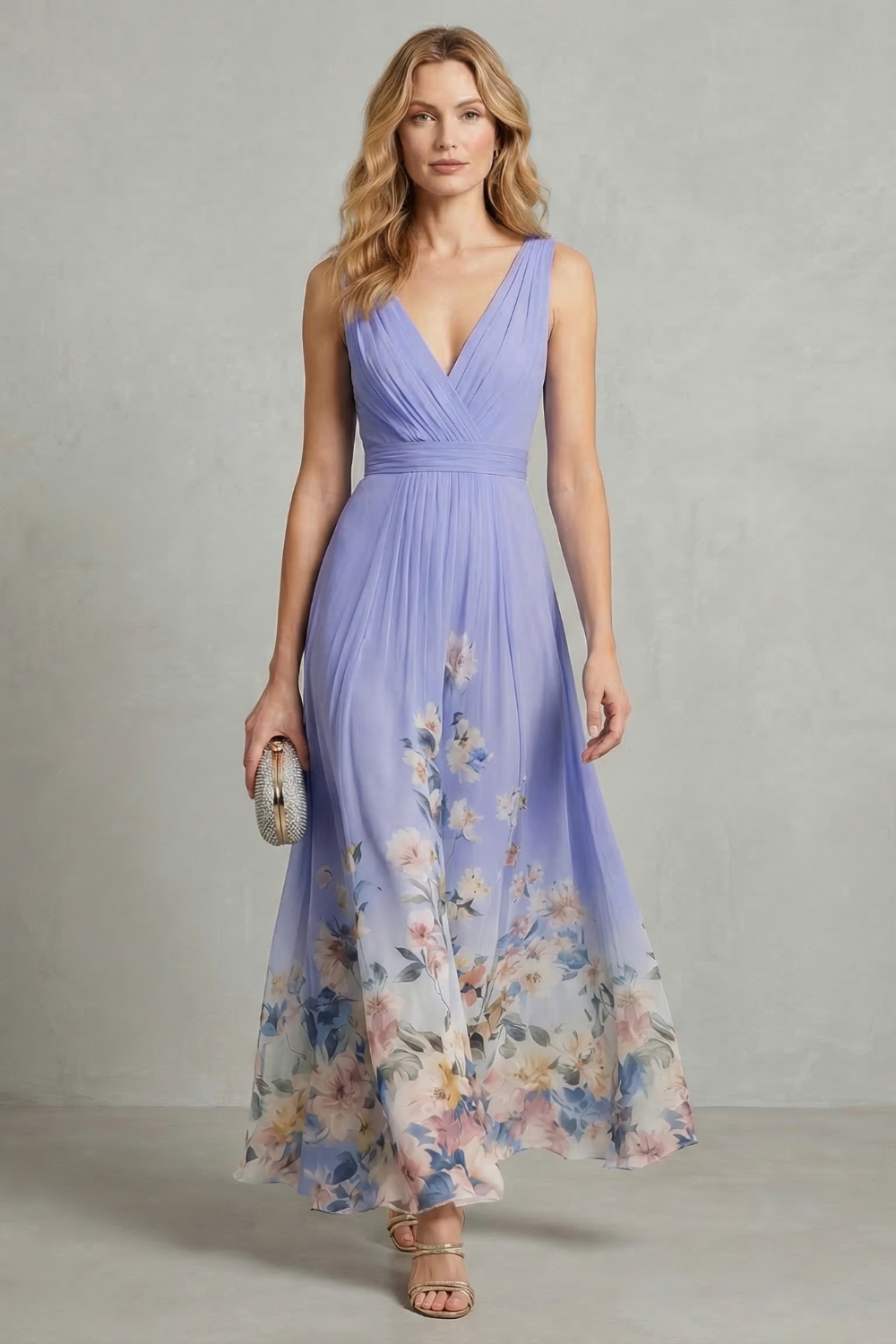 Serelisse – Floral ombré romântico – Vestido longo