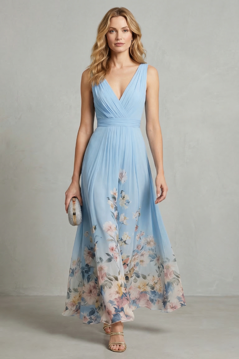Serelisse – Floral ombré romântico – Vestido longo