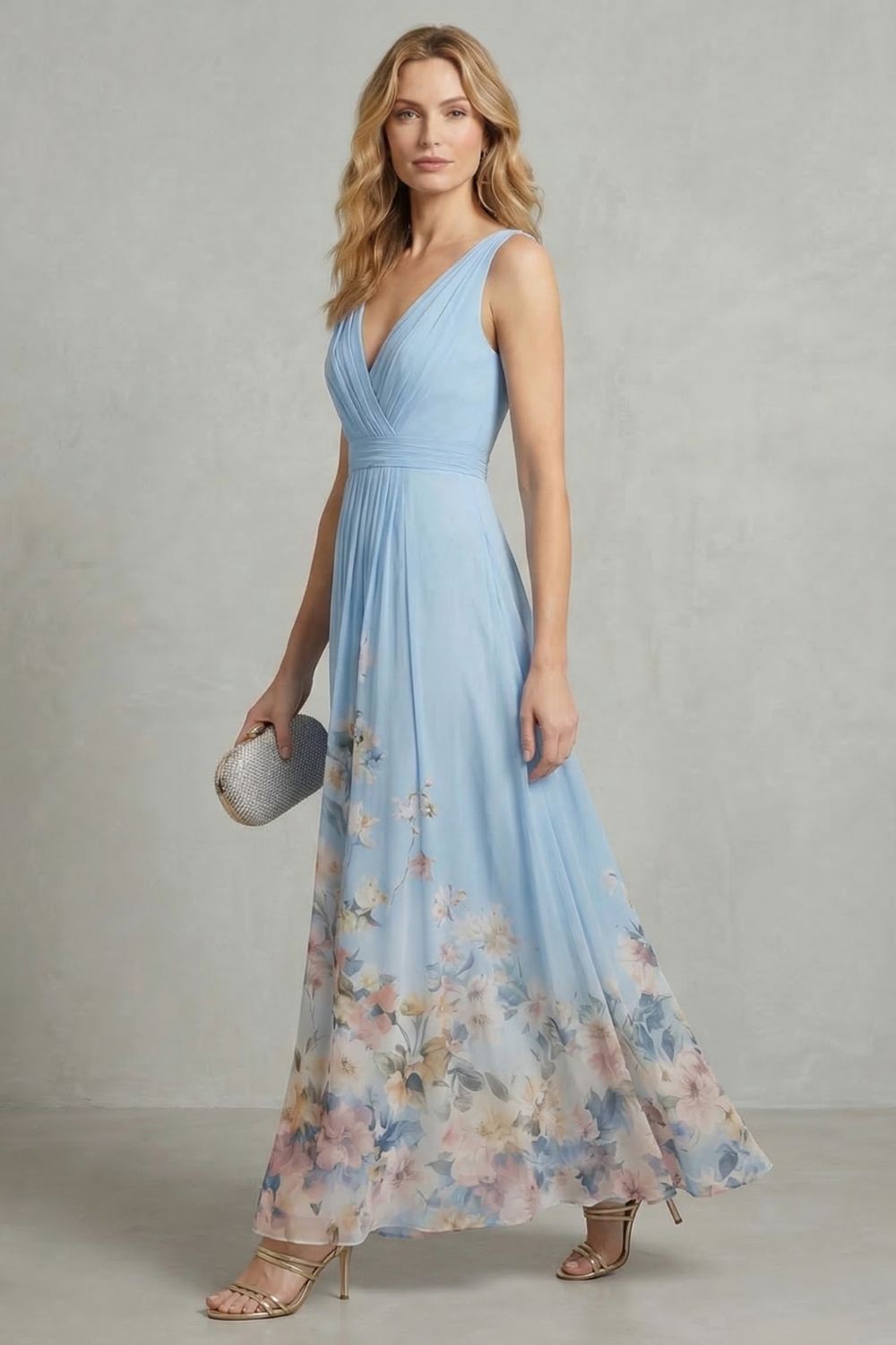 Serelisse – Floral ombré romântico – Vestido longo