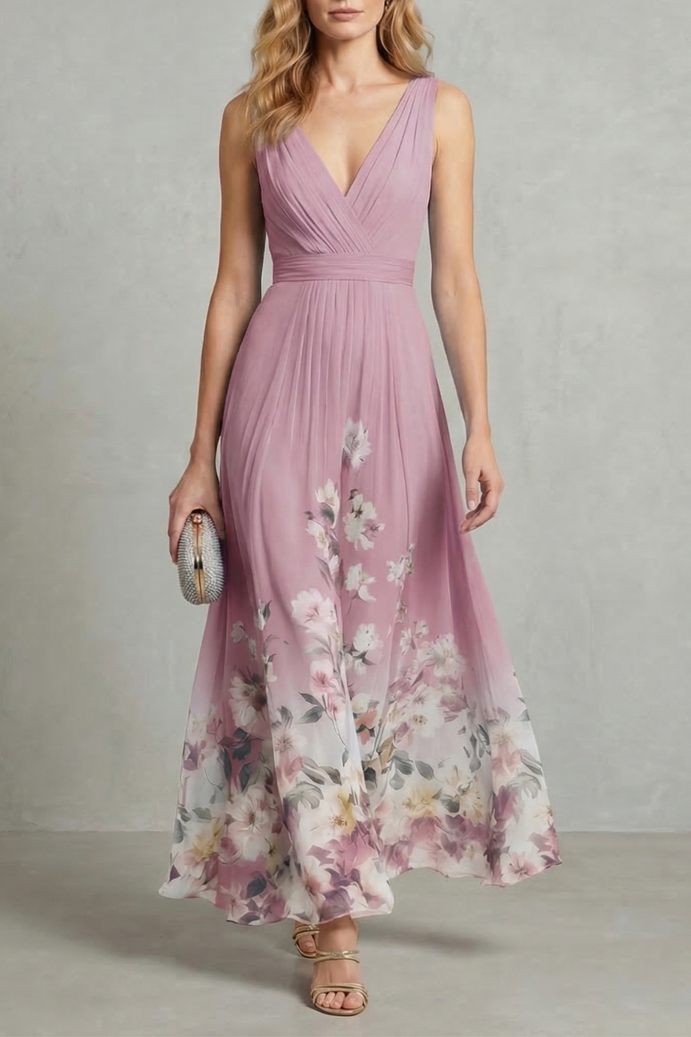 Serelisse – Floral ombré romântico – Vestido longo