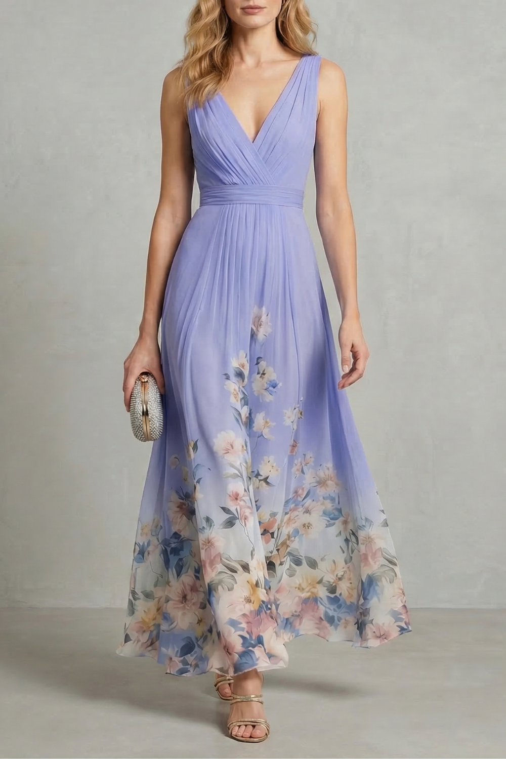 Serelisse – Floral ombré romântico – Vestido longo