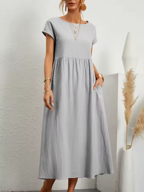 Gabrielle™ — Vestido Midi Fluido com Elegância Atemporal
