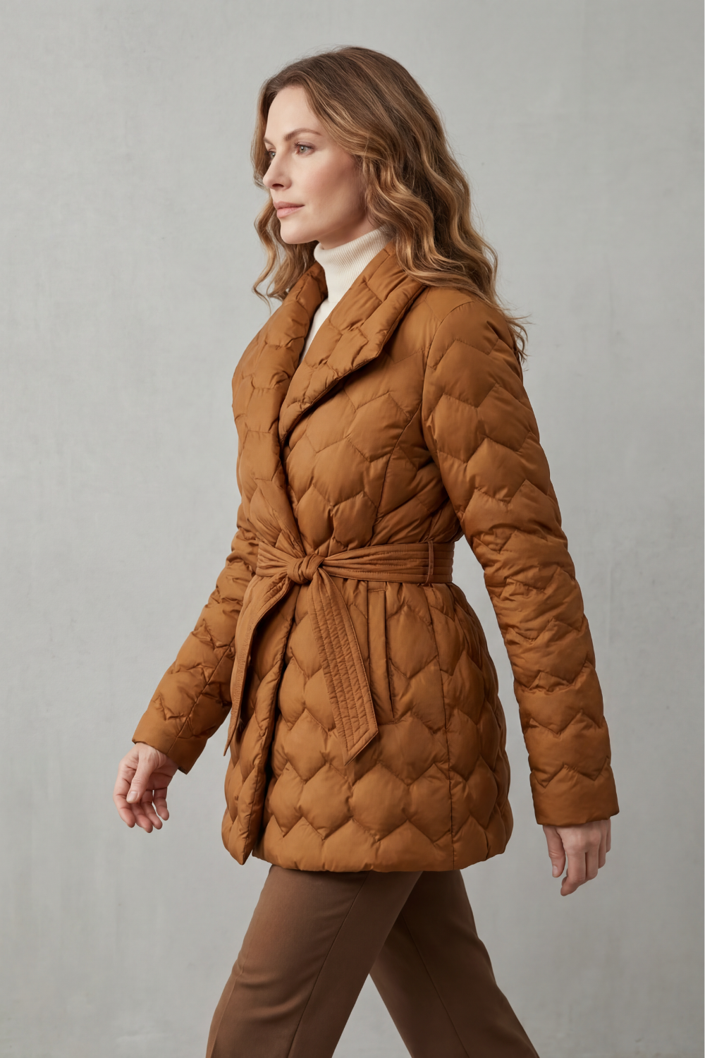 Solenza – Matelassê sculpted – Jaqueta puffer com cinto