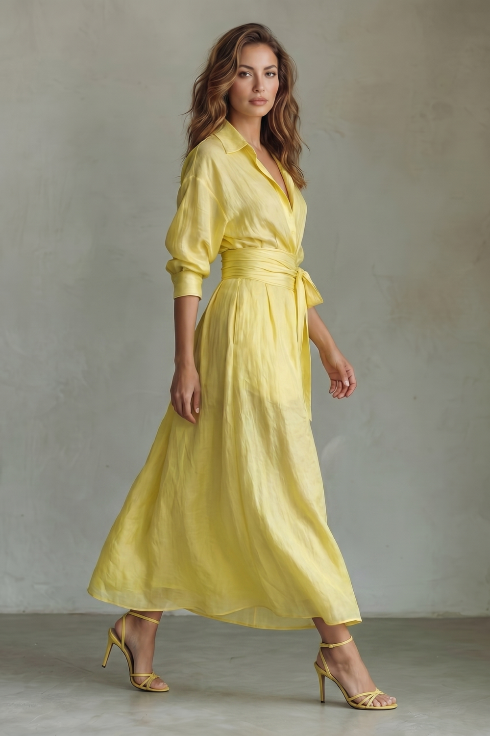 Solevera – Elegância despojada com cinto – Vestido longo